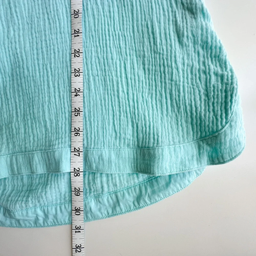 Soft Surroundings Beach Bound Tank Aqua Blue Small Crinkle Cotton Top S 2ER69